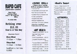 Scanned takeaway menu for Rapid Cafe Japanese