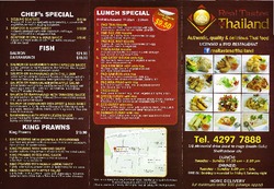 Scanned takeaway menu for Real Tastes of Thailand