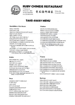 Ruby on sale chinese menu