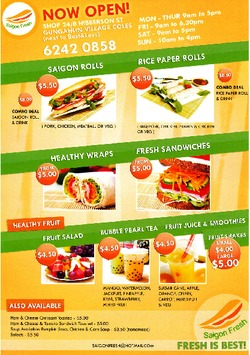 Scanned takeaway menu for Saigon Fresh