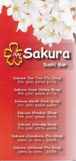 Scanned takeaway menu for Sakura Sushi Bar
