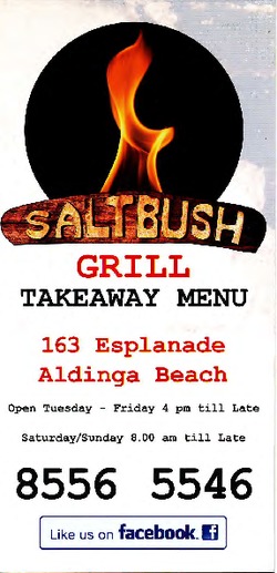 Scanned takeaway menu for Saltbush Grill