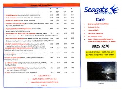 Scanned takeaway menu for Seagate Cafe