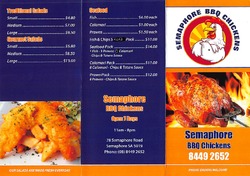 Scanned takeaway menu for Semaphore BBQ Chickens