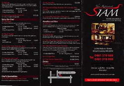 Scanned takeaway menu for Siam Thai Sutherland