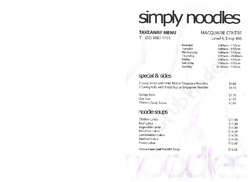 Scanned takeaway menu for Simply Noodles