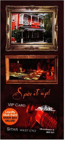 Scanned takeaway menu for Sitar Indian Restaurant