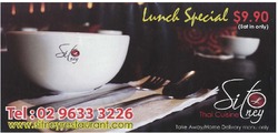 Scanned takeaway menu for Sitney Thai Cuisine