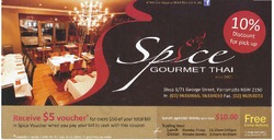 Scanned takeaway menu for Spice Gourmet Thai