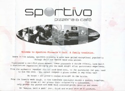 Scanned takeaway menu for Sportivo Pizzeria & Cafe