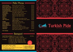 Scanned takeaway menu for Sultan’s Turkish Pide Restaurant