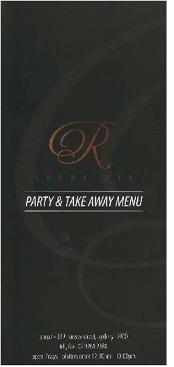 Scanned takeaway menu for Sushi Rio