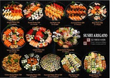 Scanned takeaway menu for Sushi Arigato