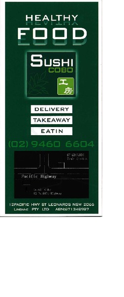 Scanned takeaway menu for Sushi Cobo
