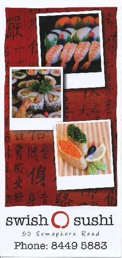 Scanned takeaway menu for Swish Sushi