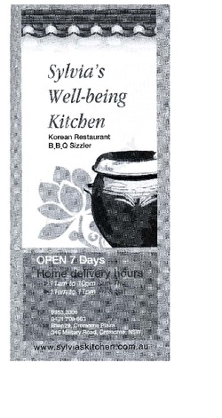Scanned takeaway menu for Sylvia’s Well-being Kitchen