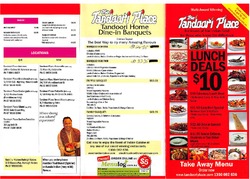 Scanned takeaway menu for Tandoori Place on Coolangatta