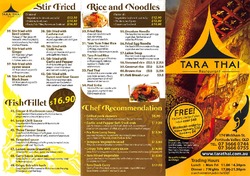 Scanned takeaway menu for Tara Thai Restaurant