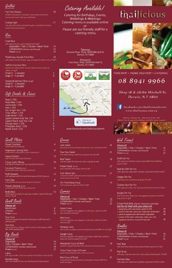 Scanned takeaway menu for Thailicious