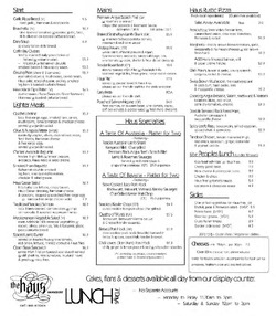 Scanned takeaway menu for The Haus Hahndorf
