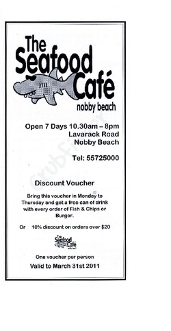 Scanned takeaway menu for The Seafood Cafe