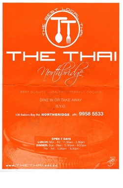 Scanned takeaway menu for The Thai Northbridge