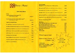 Scanned takeaway menu for Tiffany Thai