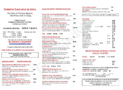 Scanned takeaway menu for Torrens Takeaway & Pizza