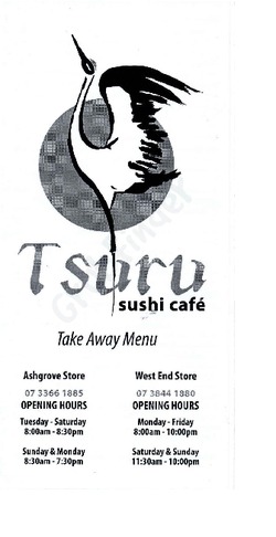 Scanned takeaway menu for Tsuru Sushi Cafe
