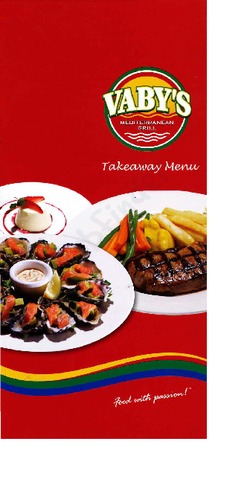 Scanned takeaway menu for Vaby’s Mediterranean Grill