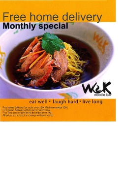 Scanned takeaway menu for Wok Noodle Bar – Bondi Beach