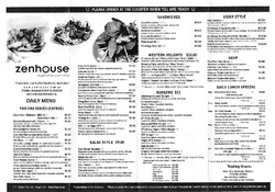 Scanned takeaway menu for Zenhouse