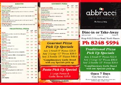 Scanned takeaway menu for Abbracci Cafe