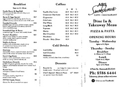 Scanned takeaway menu for Smokehouse Pizza Cafe