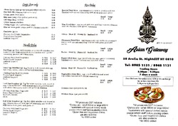Scanned takeaway menu for Asian Gateway Thai Restaurant