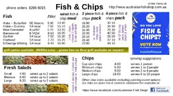 Scanned takeaway menu for Australian Fish & Chip Shop