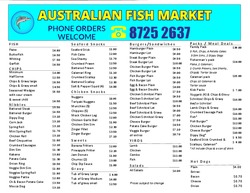 Scanned takeaway menu for Australian Fish Market