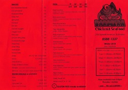 Scanned takeaway menu for Barmera Chicken and Seafood