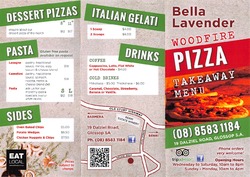 Scanned takeaway menu for Bella Lavender Estate