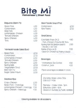 Scanned takeaway menu for Bite Mi