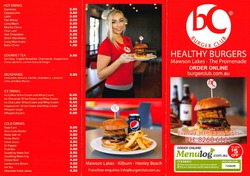 Scanned takeaway menu for Burger Club