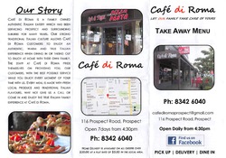 Scanned takeaway menu for Cafe Di Roma