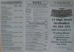 Scanned takeaway menu for Cafe Ruffino
