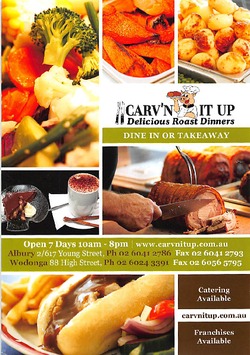 Scanned takeaway menu for Carv’n It Up – Albury