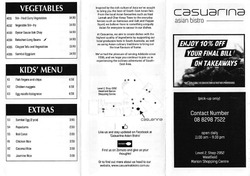 Scanned takeaway menu for Casuarina Asian Bistro