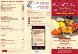 Scanned takeaway menu for Chefs Of Tandoori