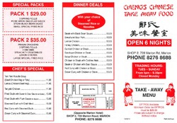 Scanned takeaway menu for Chengs Chinese Takeaway
