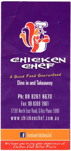 Scanned takeaway menu for Chicken Chef