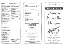 Scanned takeaway menu for Dickson Asian Noodle House