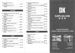 Scanned takeaway menu for Dumpling King – China Town